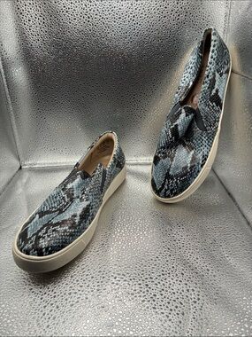 Naturalizer Blue and Black Snake-Print Slip-On Sneakers